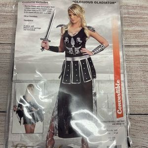 Halloween costume glorious gladiator black silver fits size small